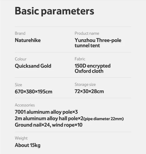 Naturehike Cloud Vessel UPF50+ Snow Skirt 4-6 Kişilik Tünel Çadır  Quicksand Gold M - 9