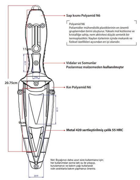 Apnea Sting Paslanmaz SuAltı Dalış Bıçağı + Kol Bandı - 7