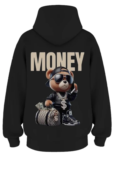 Oversize 'Money' Baskılı Kapşonlu Hoodie Sweatshirt