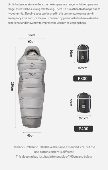 Naturehike Penguin Pamuklu Uyku Tulumu Broad Cold Brown P300 - 9