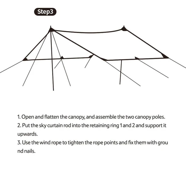Naturehike Hexagon Glamping 3x4.8 mt Tarp [Güneş ve Rüzgar Koruma Tentesi] - 9