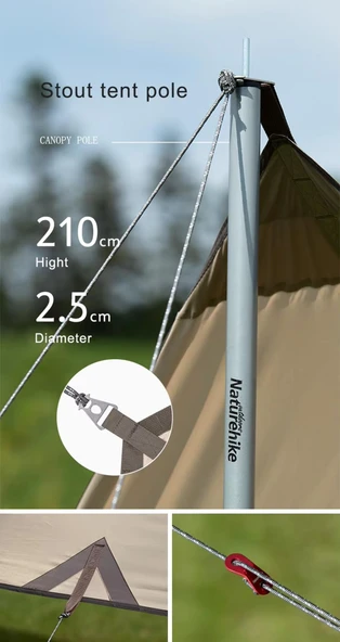 Naturehike Hexagon Glamping 3x4.8 mt Tarp [Güneş ve Rüzgar Koruma Tentesi] - 4
