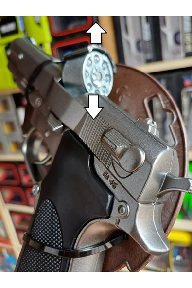 Oyuncak Kapsül Tabanca 22cm Ispanya Gonher  8 li Metal Oyuncak Silah Ürün Demir - 6