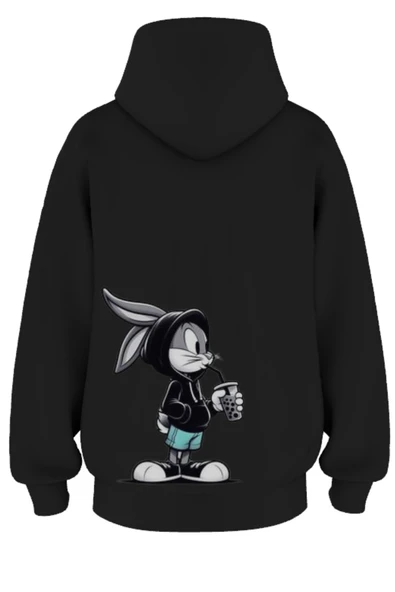 Oversize 'Banny' Baskılı Kapşonlu Hoodie Sweatshirt