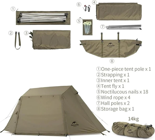 Naturehike Village 5.0 Otomatik Kurulum 4 Kişilik Kamp Çadır - 7