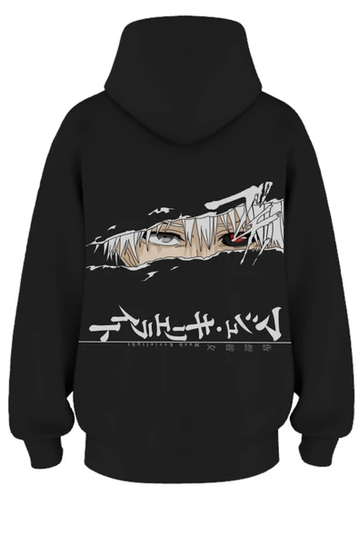 Oversize 'Squinty Red Eyes' Baskılı Kapşonlu Hoodie Sweatshirt