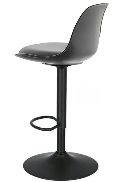 Bürocci Nadya Bar Sandalyesi - Gri Deri - Mat Siyah Ayaklı - 9537Y0125 - Resim 2