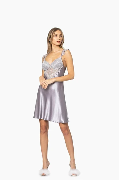 Pierre Cardin Midi Dantel Sabahlık Gecelik Set 4240 Royal - 2