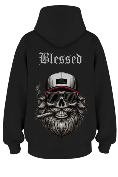 Oversize 'Blessedd' Baskılı Kapşonlu Hoodie Sweatshirt