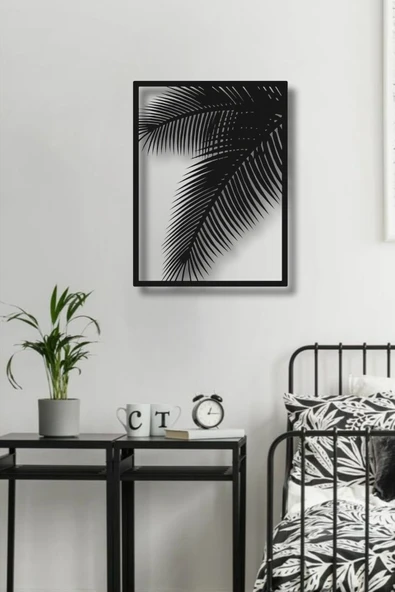 ÇERÇEVELİ PALMİYE DESENLİ METAL DUVAR DEKORU - 3