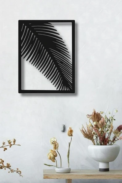 ÇERÇEVELİ TEK PALMİYE YAPRAĞI METAL DUVAR DEKORU - 5