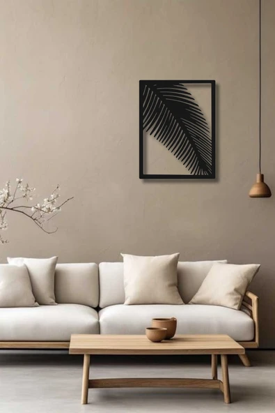 ÇERÇEVELİ TEK PALMİYE YAPRAĞI METAL DUVAR DEKORU - 3