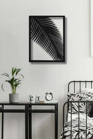 ÇERÇEVELİ TEK PALMİYE YAPRAĞI METAL DUVAR DEKORU - 2