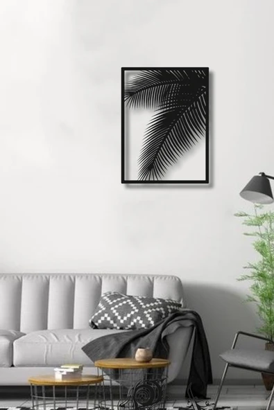 ÇERÇEVELİ PALMİYE DESENLİ METAL DUVAR DEKORU - 5