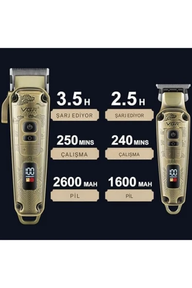 Orijinal V-643 Profesyonel Set Yıkanabilir Sakal Saç Kesme Şarj Edilebilir - 3