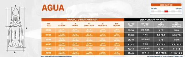 Cressi Agua Fin AquaMarine Dalış Paleti  41-42 - Resim 2