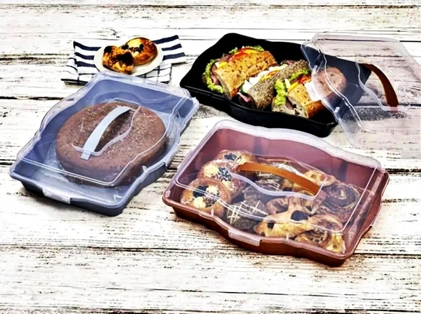 Kek Taşıma Kabı Yuvarlak, Kare, Dikdörtgen Borcam Taşıma Kabı -1104 - Resim 3