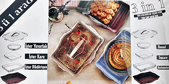 Kek Taşıma Kabı Yuvarlak, Kare, Dikdörtgen Borcam Taşıma Kabı -1104 - Resim 5