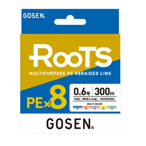 Gosen X8 Roots PE 8 Örgü Spin İp Misina 300mt Multi Color