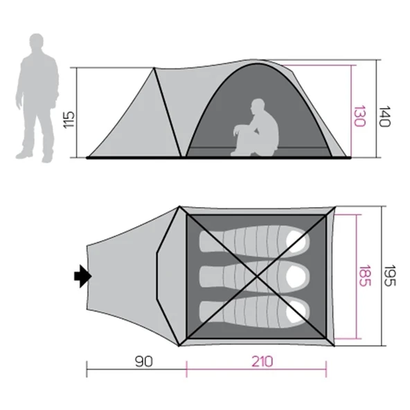 Hannah Hover 3 Kişilik Comfort Çadır - 5