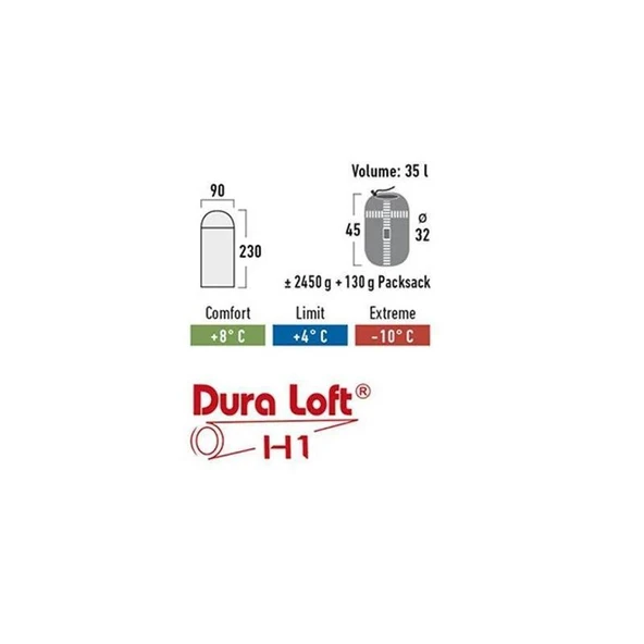 High Peak Dundee 4 Uyku Tulumu -10°C  GRİ - Resim 5