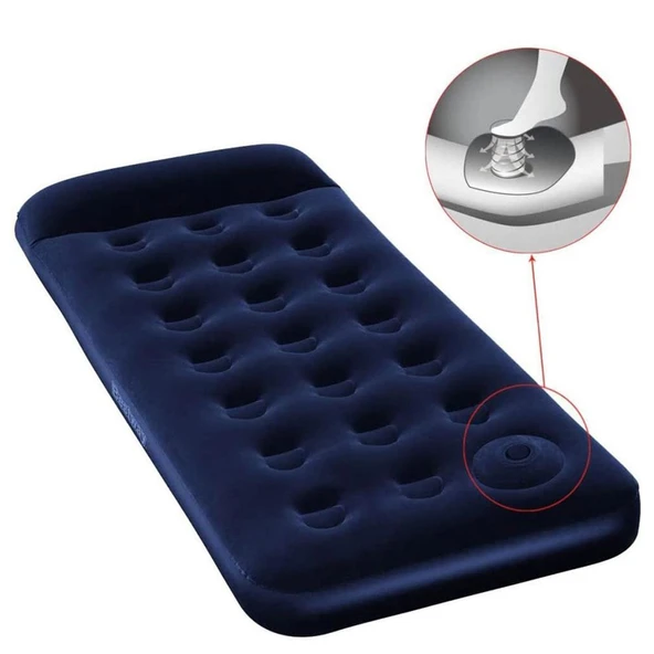 Bestway Pavillo Jr Twin Flocked Air Bed Tek Kişilik Şişme Kamp Yatak Lacivert - 2