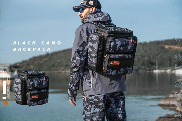 Fujin Black Camo Back Pack - Balıkçı Sırt Çantası - 8