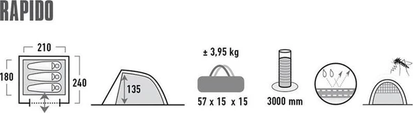 High Peak Rapido 3 Kişilik Kamp Çadırı - 4