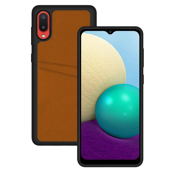 FitCase Samsung Galaxy A02 Kılıf Proda Deri Çift Kartlık Cepli Kapak - 10