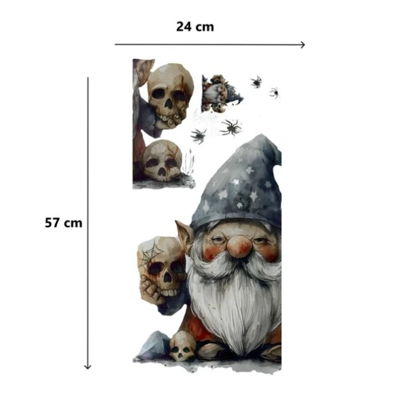 Gotik Cüce ve Kafatası Halloween Duvar Sticker Seti - 2