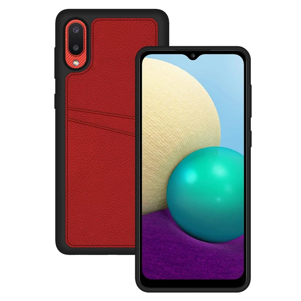 FitCase Samsung Galaxy A02 Kılıf Proda Deri Çift Kartlık Cepli Kapak - 4