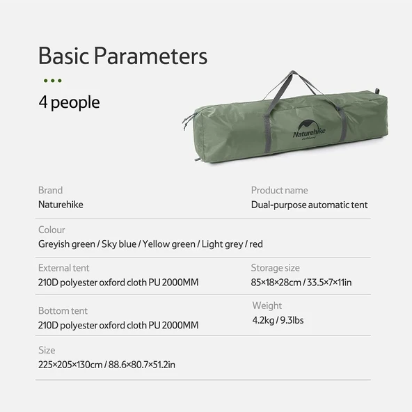 Naturehike 4 Kişilik Otomatik Kamp Çadırı - 11
