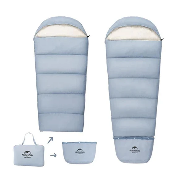 Naturehike C300 UltraLight Pamuklu Uyku Tulumu -13°C ( Çocuk )  MAVİ Right - 9