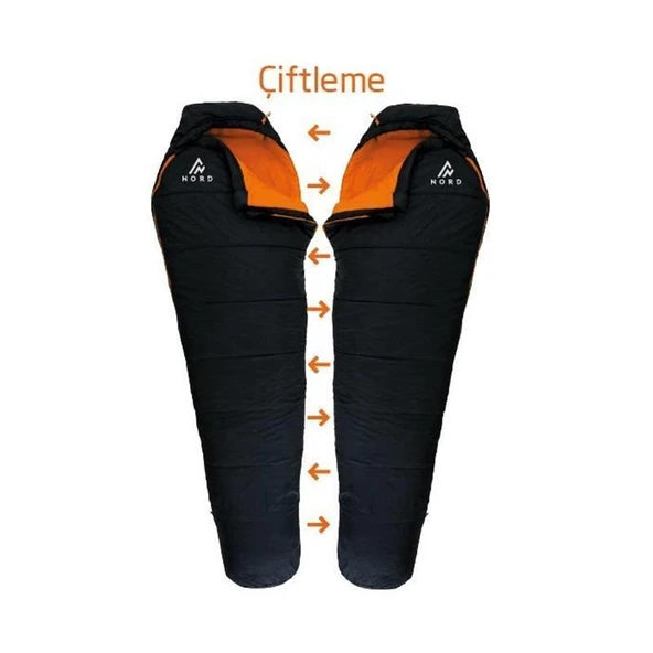 Orcamp Nord Testa Uyku Tulumu -12°C  SİYAH/TURUNCU Right - Resim 8