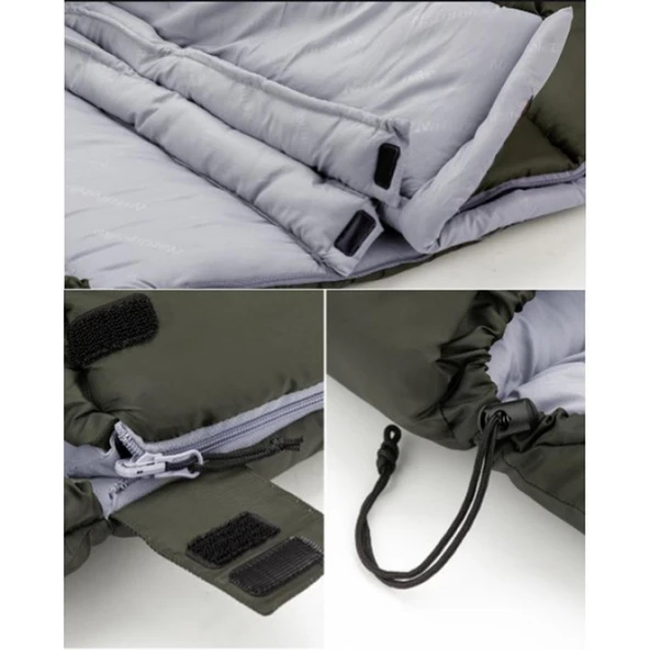 Naturehike U150 Zarf Tarzı Kapüşonlu Uyku Tulumu -6°C HAKİ Left - 2