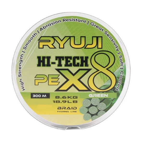 Ryuji Hi-Tech x8 Green İp Misina 300mt - 2