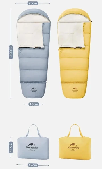 Naturehike C300 UltraLight Pamuklu Uyku Tulumu -13°C ( Çocuk )  MAVİ Left - 10