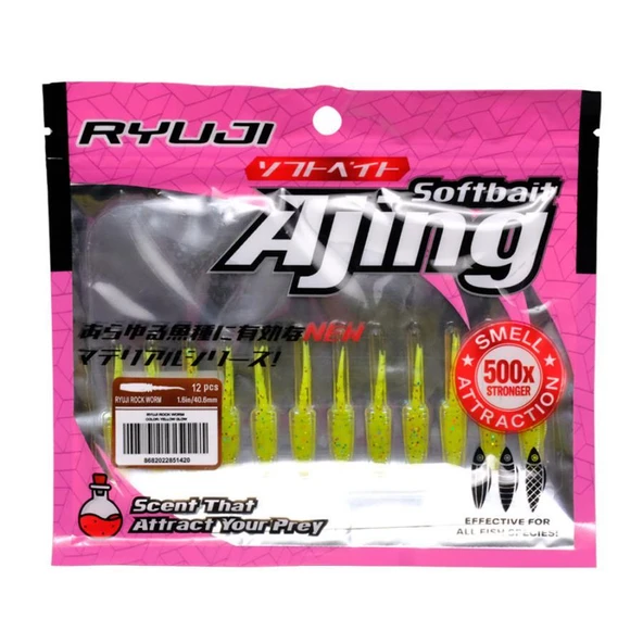 Ryuji Rock Worm 4cm Kokulu Silikon Yem [12 adet] - Resim 2