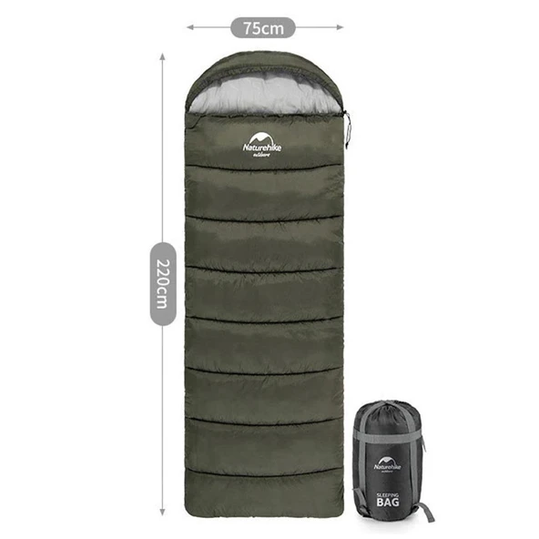 Naturehike U150 Zarf Tarzı Kapüşonlu Uyku Tulumu -6°C  HAKİ Right - 5