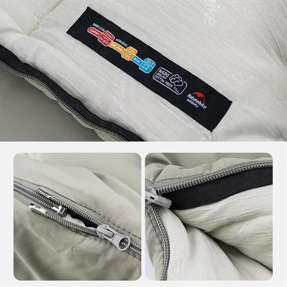 Naturehike M180 Pongee Pamuklu Uyku Tulumu -8°C GRİ Left - 10