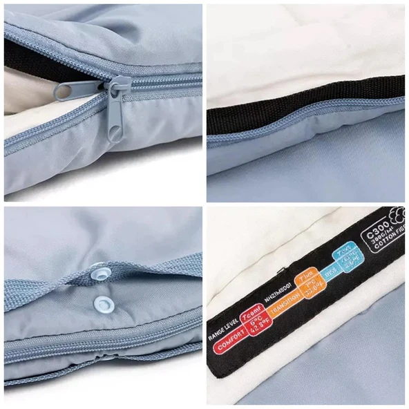 Naturehike C300 UltraLight Pamuklu Uyku Tulumu -13°C ( Çocuk )  MAVİ Left - 8