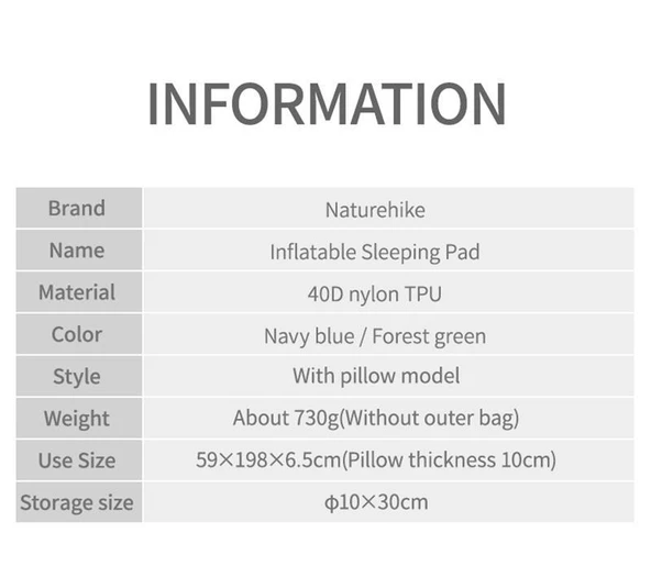 Naturehike FC-12 Infatable Şişme Kamp Matı - 7