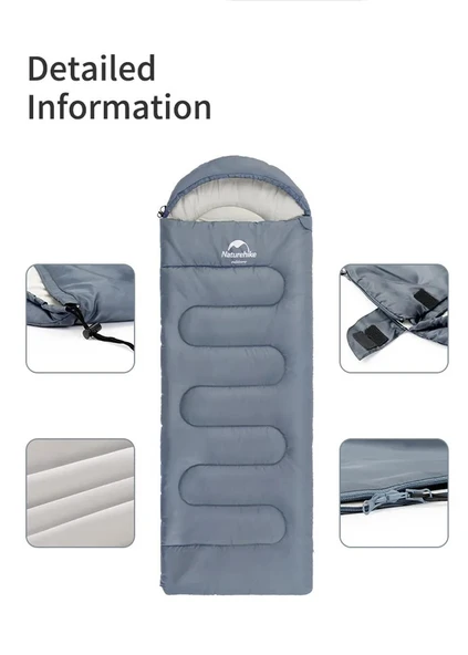 Naturehike Y150L Zarf Tarzı Kapüşonlu Pamuklu Uyku Tulumu -6°C MAVİ Right - 7