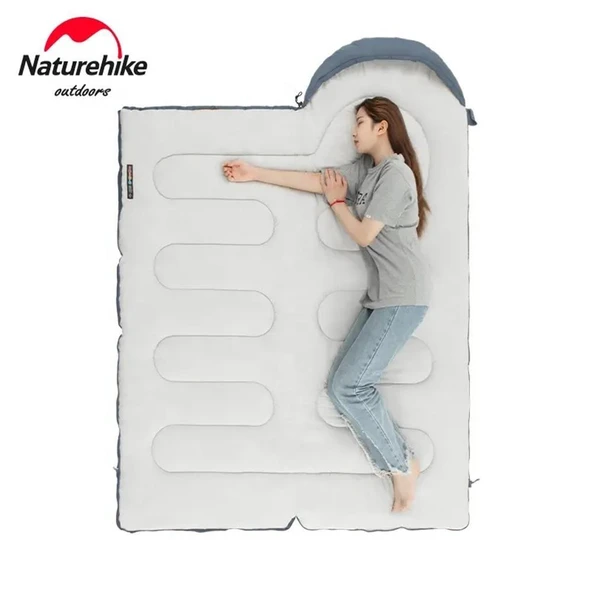 Naturehike Y150L Zarf Tarzı Kapüşonlu Pamuklu Uyku Tulumu -6°C MAVİ Right - 8