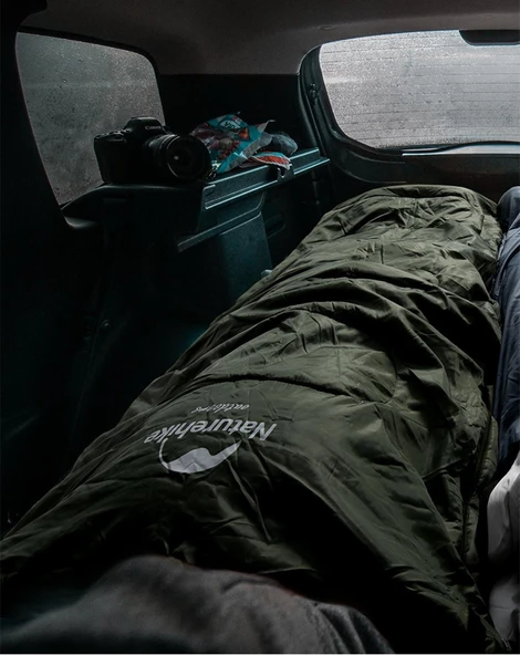 Naturehike Y150L Zarf Tarzı Kapüşonlu Pamuklu Uyku Tulumu -6°C  YEŞİL Right - Resim 4