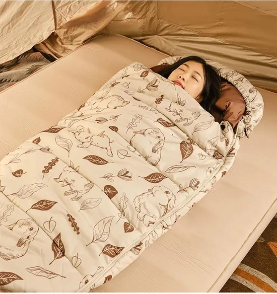 Naturehike Cute Mud Rabbit MT300 Zarf Trazı Pamuklu Uyku Tulumu -13°C Laurel Left - 9