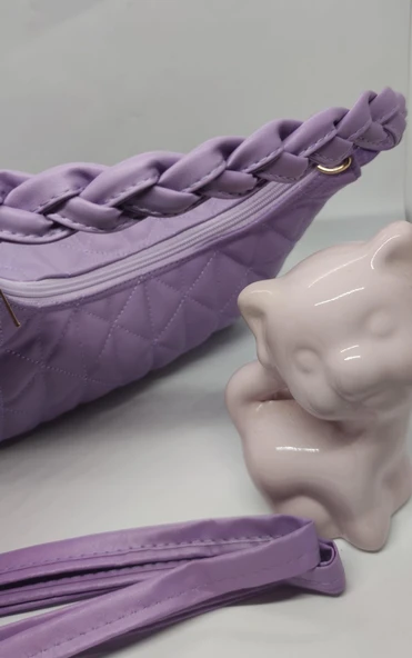 Saç Örgüsü Kulplu Kadın Kol Çantası - Resim 3