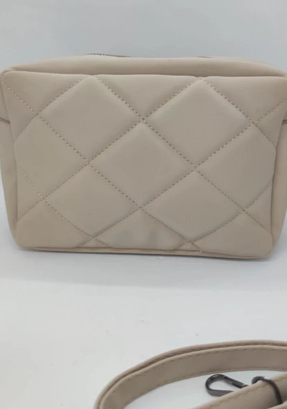 Kapitone Desenli Fermuar ve Kapaklı Çift Bölmeli Çanta - Resim 4