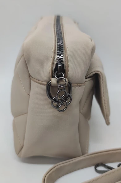 Kapitone Desenli Fermuar ve Kapaklı Çift Bölmeli Çanta - Resim 3