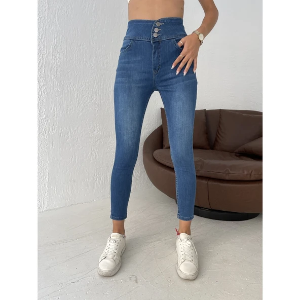 Lucky Life Yüksek Bel Likralı Jean Pantolon 90 Cm - 11